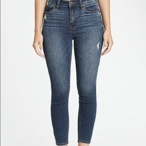 Eunina Clara High Rise Skinny Crop Cropped Blue Jeans Denim Stretch  He’s Size 7